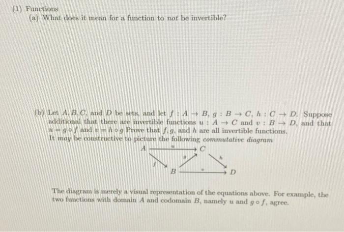 Solved (1) Functions (a) What does it mean for a function to | Chegg.com