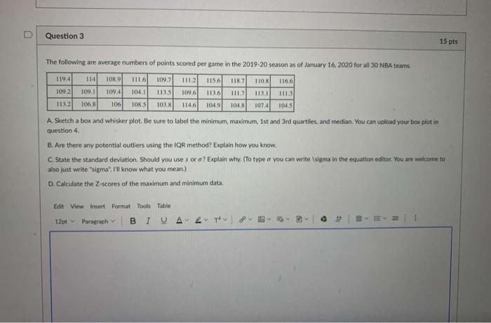 Solved D Question 2 25 pts Use the following data to answer | Chegg.com