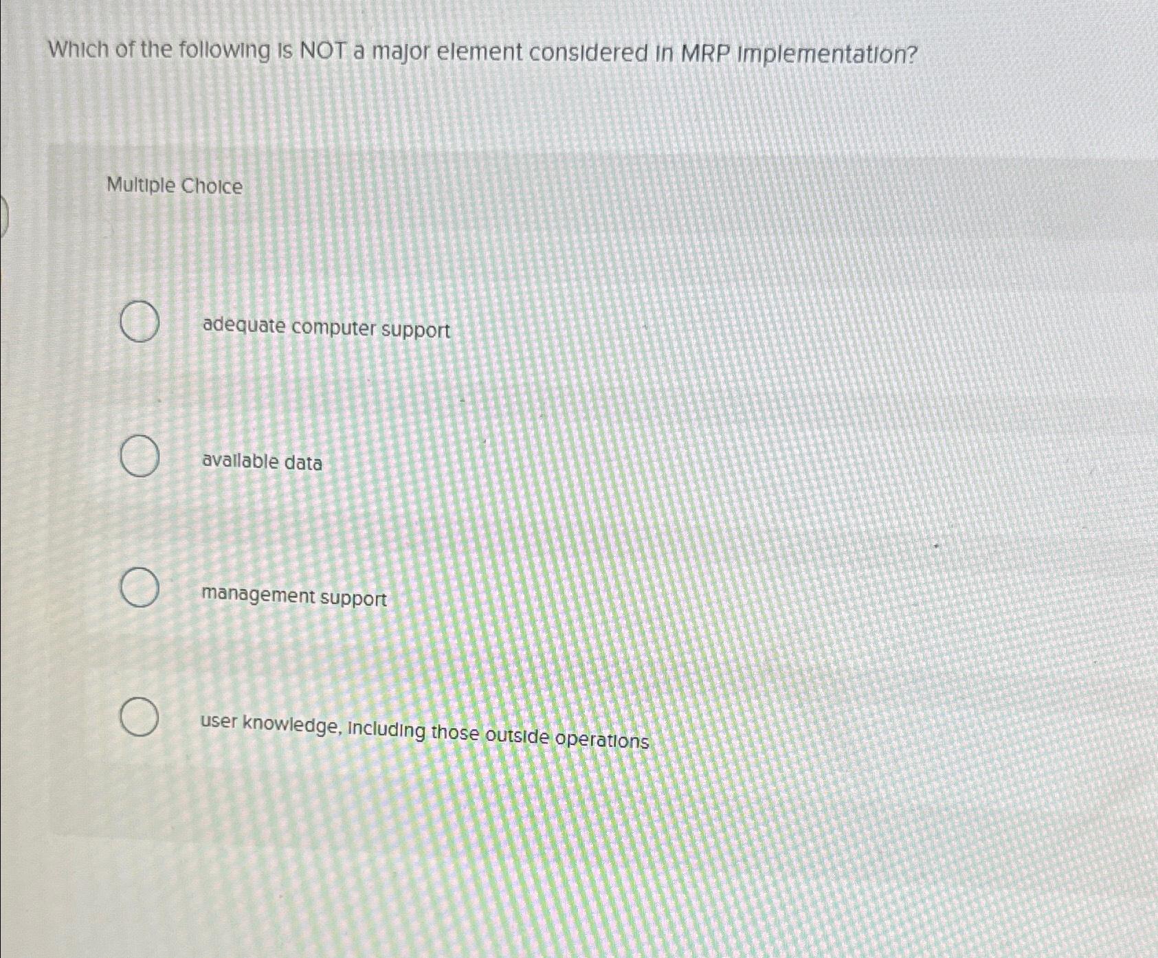 Solved Which of the following is NOT a major element | Chegg.com