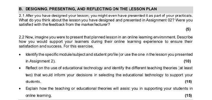 Solved B. DESIGNING, PRESENTING, AND REFLECTING ON THE | Chegg.com