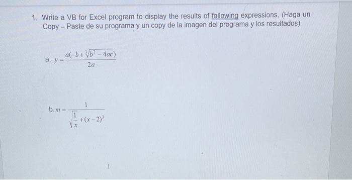 Solved write a visual basic application program with excel | Chegg.com