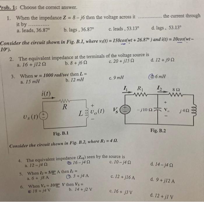 Solved Proh. 1: Choose the correct answer. the current | Chegg.com