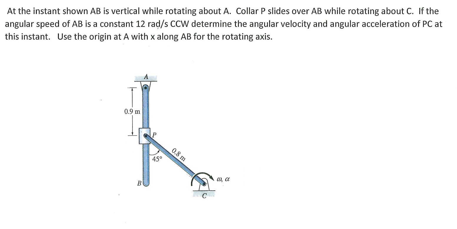 Solved At the instant shown \( ﻿A B \) ﻿is vertical while | Chegg.com