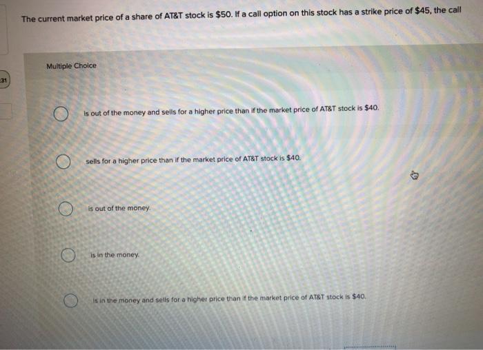 Solved The current market price of a share of AT&T stock is