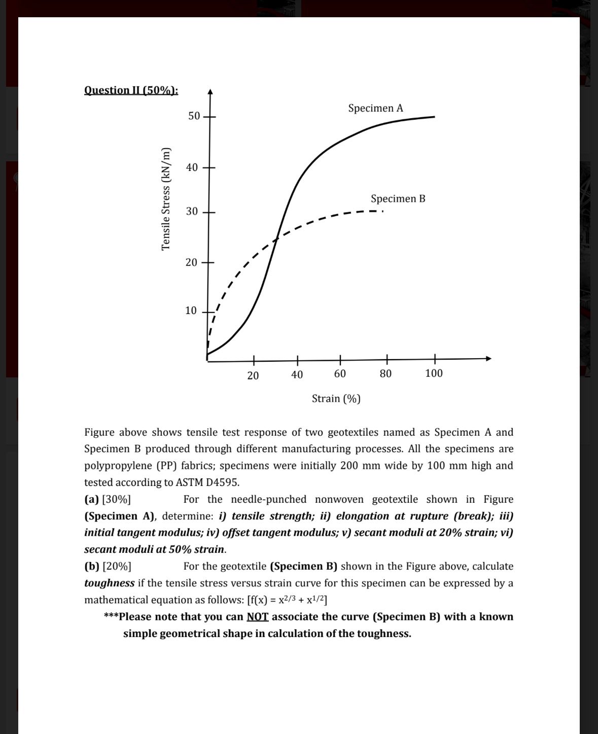 Solved by an EXPERT Question II (50%):Figure above shows tensile test ...