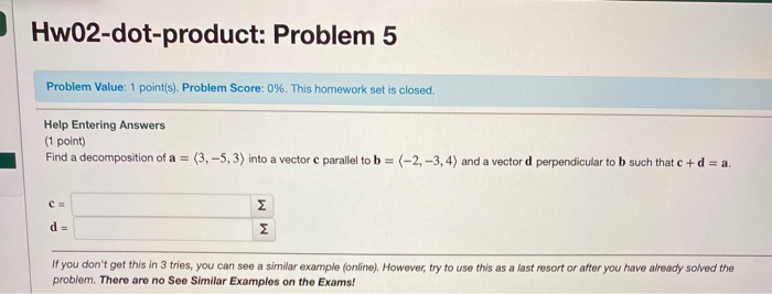 Solved Hw02-dot-product: Problem 5 Problem Value: 1 | Chegg.com