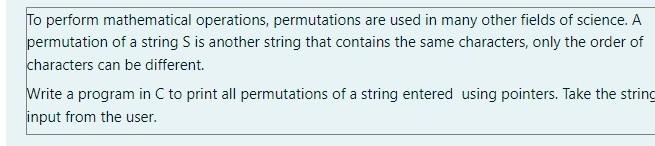 Solved To perform mathematical operations, permutations are | Chegg.com