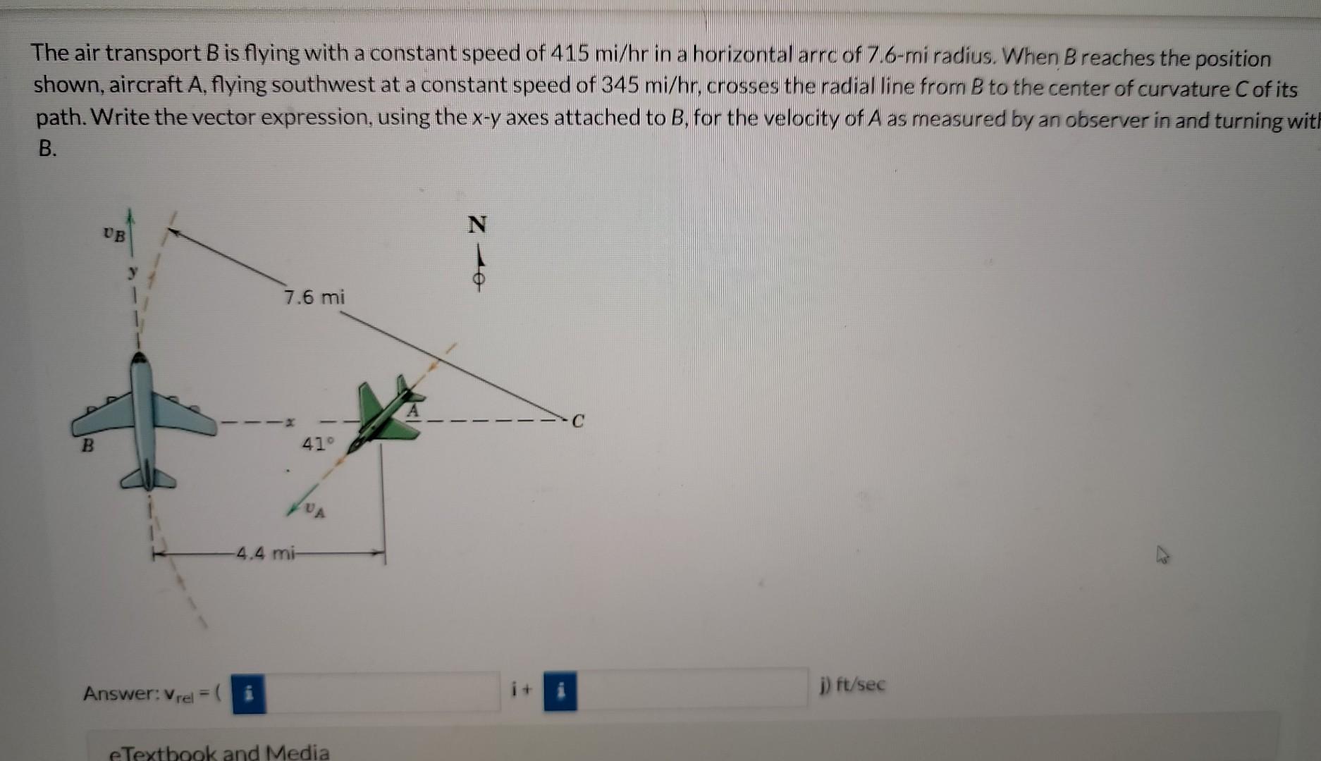 Solved The Air Transport B Is Flying With A Constant Speed | Chegg.com