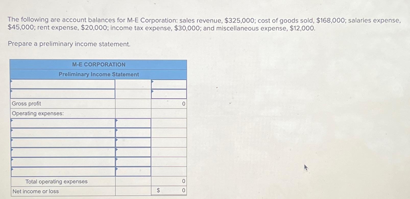 Solved The following are account balances for M-E | Chegg.com