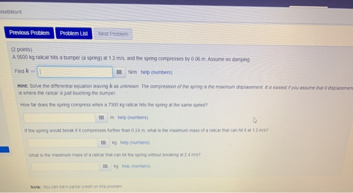 Solved WebWork Previous Problem Problem List Next Problem (2 | Chegg.com