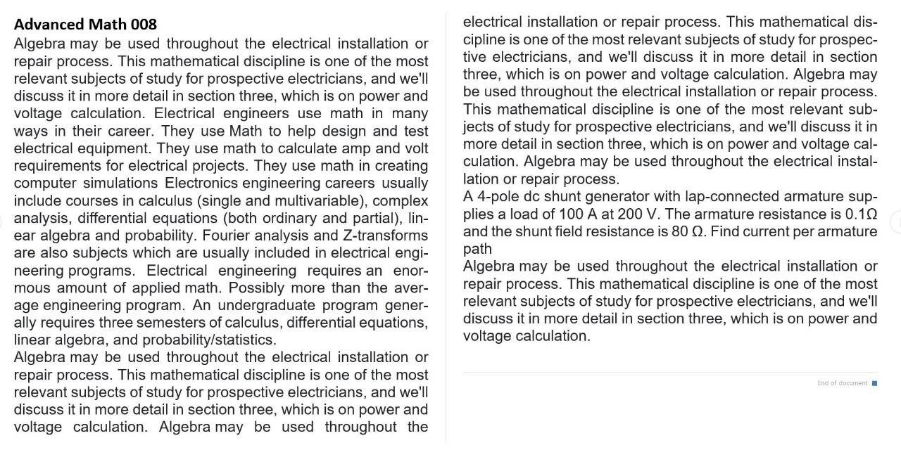 Solved Advanced Math 008 Algebra may be used throughout the | Chegg.com