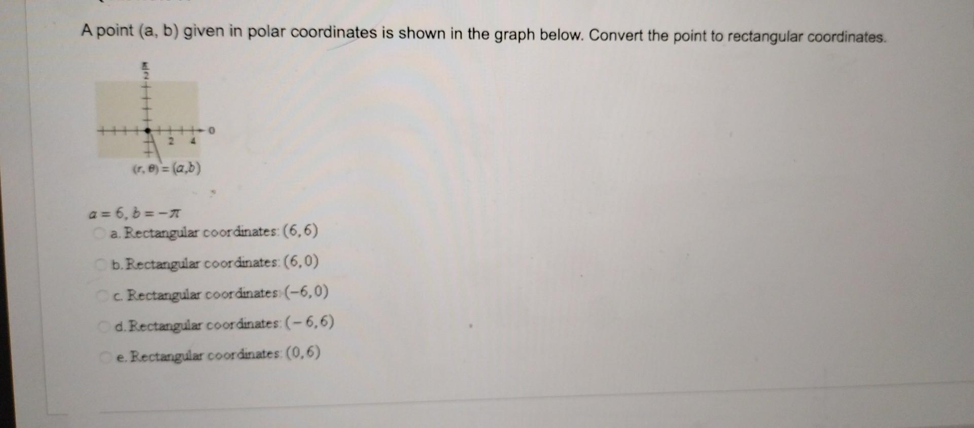 Solved A Point (a,b) Given In Polar Coordinates Is Shown In | Chegg.com