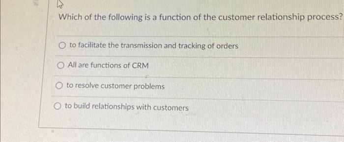 Solved Which of the following is a function of the customer | Chegg.com