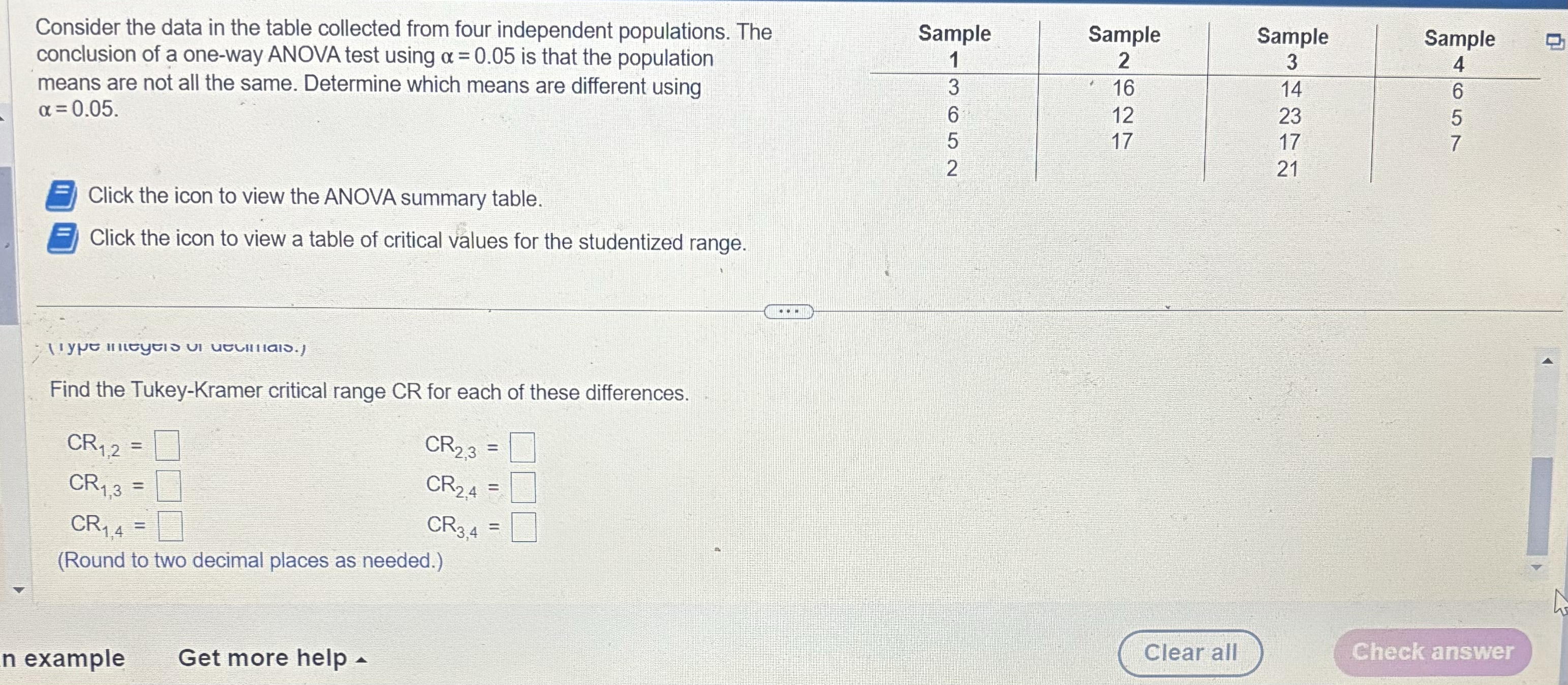 Solved Consider the data in the table collected from four | Chegg.com