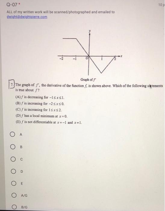 Solved 10 p Q-07 ALL of my written work will be | Chegg.com