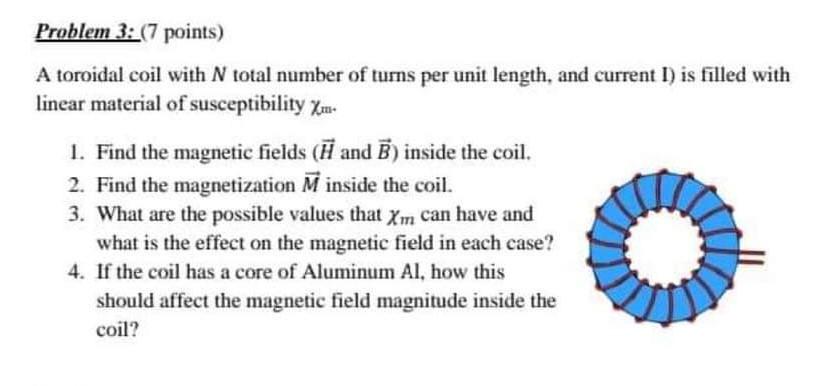 Solved Problem 3 7 Points A Toroidal Coil With N Total 6193