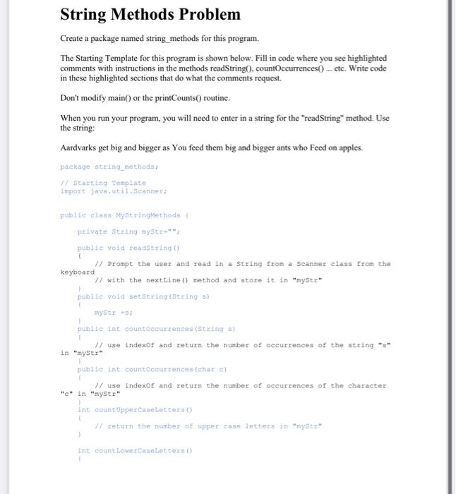 Solved String Methods Problem Create a package named string | Chegg.com image.
