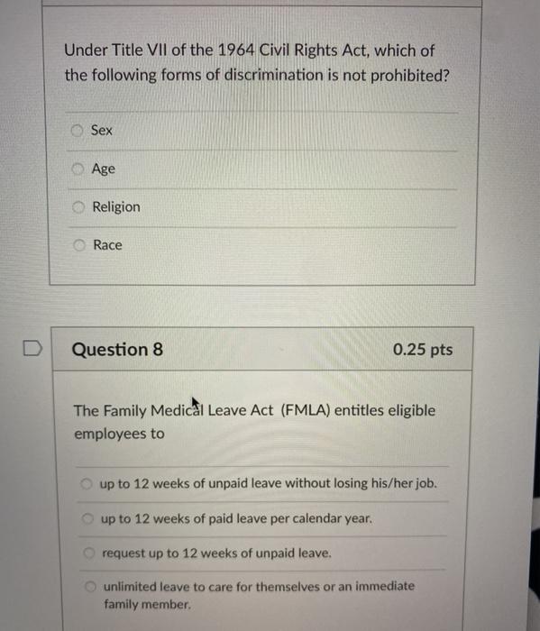 Under Title VII of the 1964 Civil Rights Act, which | Chegg.com