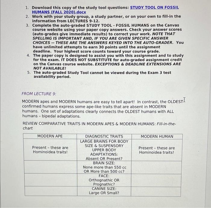 1. Download this copy of the study tool questions: | Chegg.com