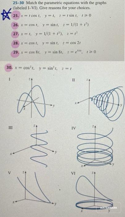 Solved 25 30 Match The Parametric Equations With The Graphs