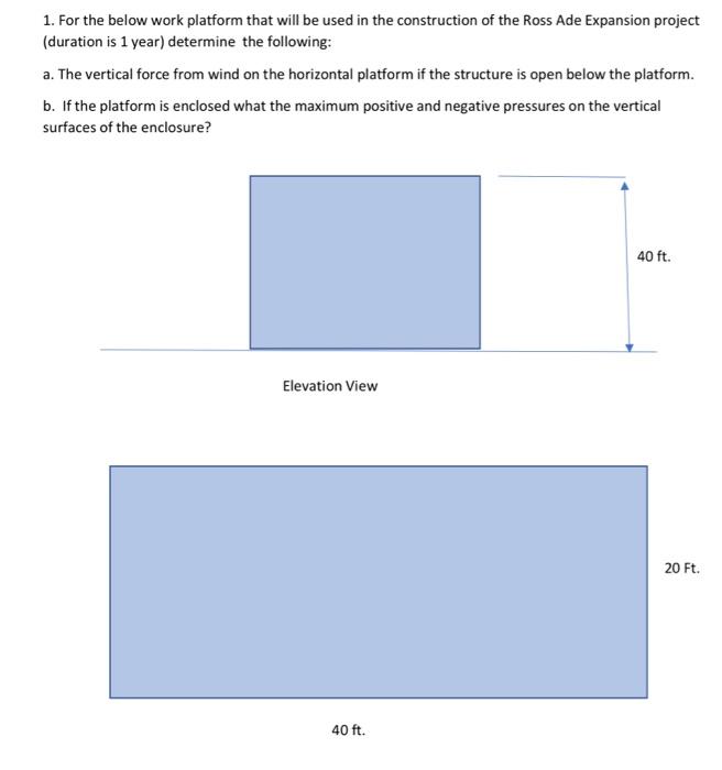 Solved 1. For the below work platform that will be used in | Chegg.com