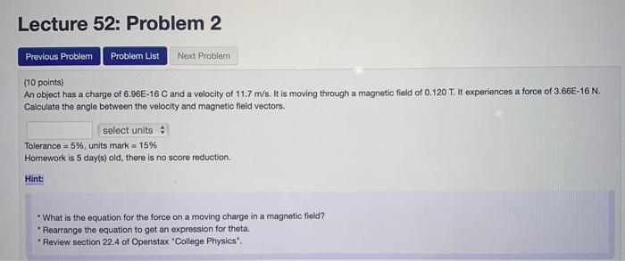 Solved Lecture 52: Problem 2 Previous Problem Problem List | Chegg.com