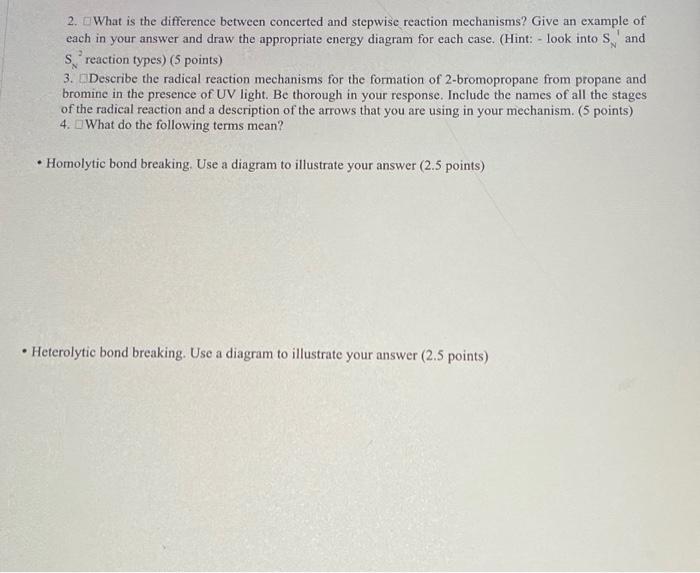 Solved 2. What is the difference between concerted and | Chegg.com