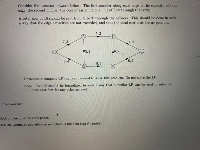 Solved Consider the directed network below. The first number | Chegg.com