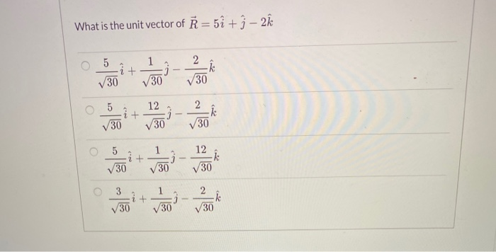Solved What Is The Unit Vector Of R 5ỉ J Zl En 1 2 I Chegg Com