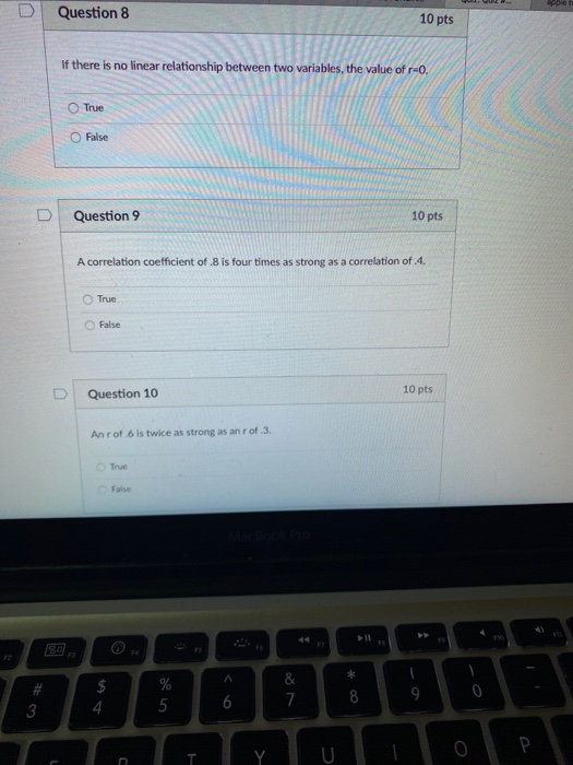 Solved Question 8 10 pts If there is no linear relationship | Chegg.com