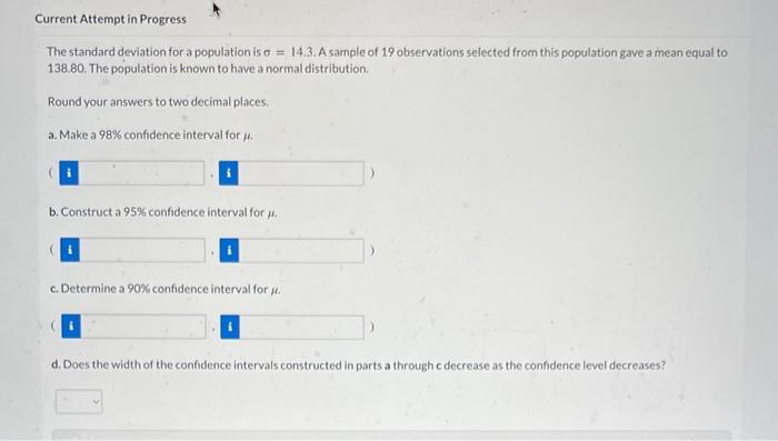 Solved The standard deviation for a population is σ= 14.3. A | Chegg.com