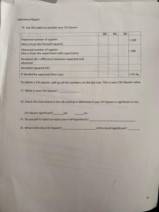 Solved Laboratory Report 16. Use this table to calculate | Chegg.com
