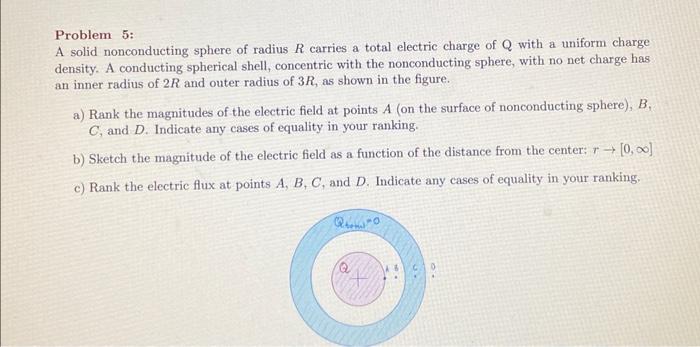 Solved Problem 5: A solid nonconducting sphere of radius R | Chegg.com