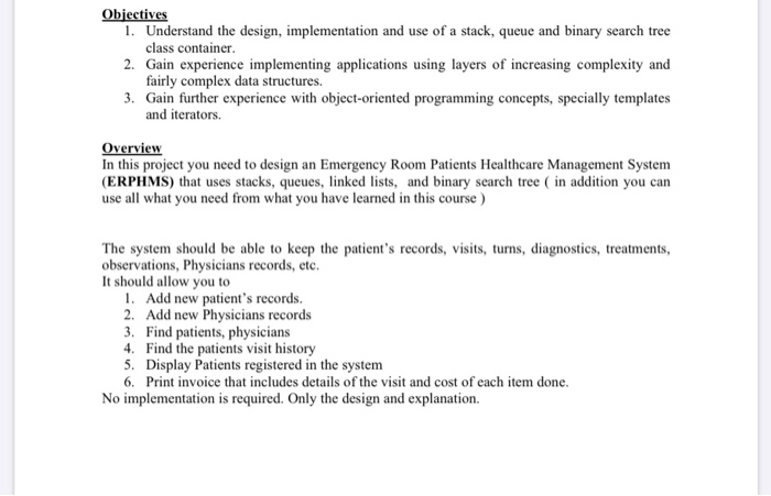 Objectives 1. Understand the design, implementation | Chegg.com