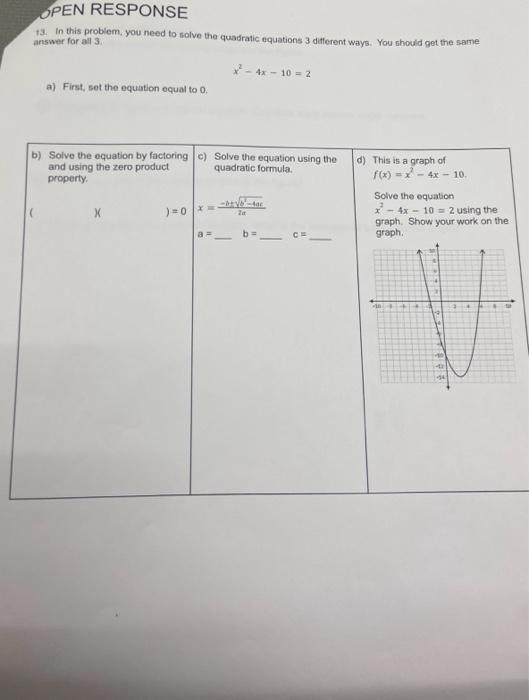Solved 13. In this problem, you need to solve the quadratic | Chegg.com