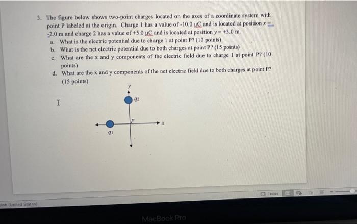 Solved 3. The figure below shows two point charges located | Chegg.com
