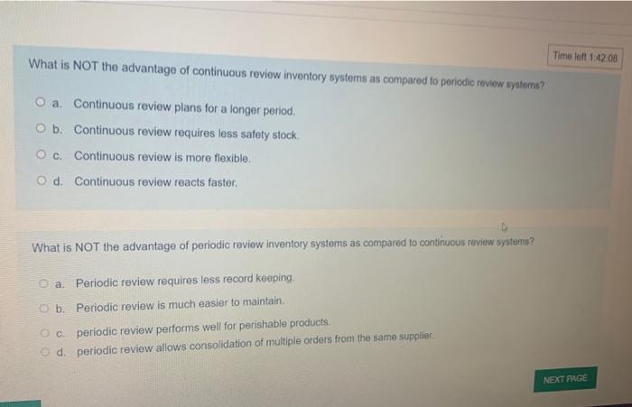 Solved What is NOT the advantage of continuous review | Chegg.com