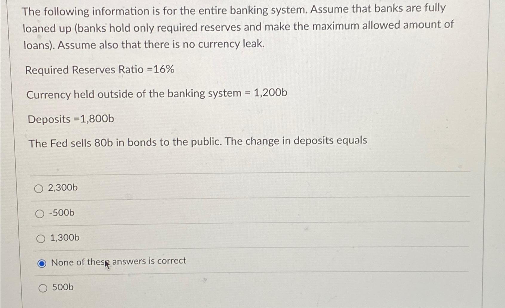 Solved The Following Information Is For The Entire Banking | Chegg.com