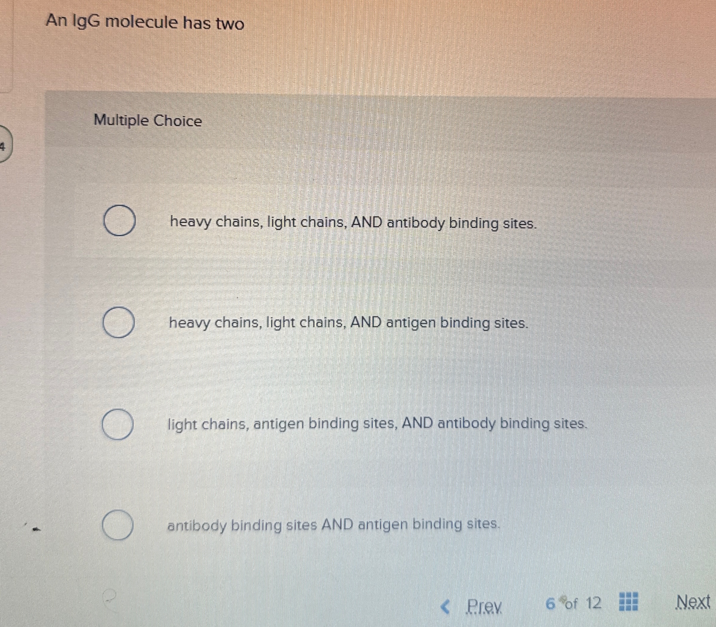 Solved An lgG ﻿molecule has twoMultiple Choiceheavy chains, | Chegg.com