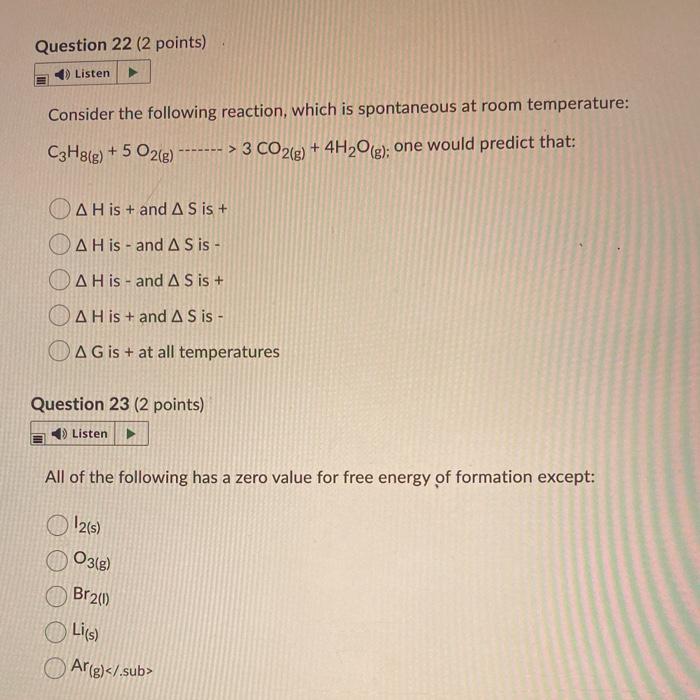 Solved Question 22 (2 points) Listen Consider the following | Chegg.com