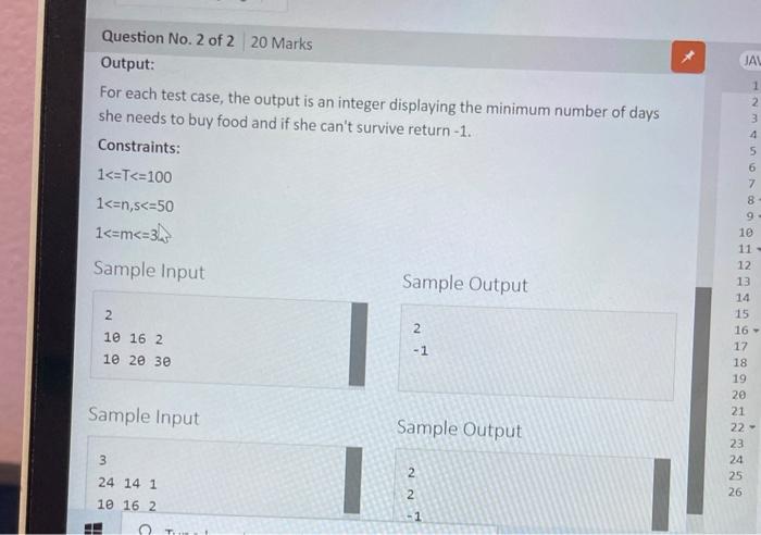 Solved Question No. 2 of 2 20 Marks JAVA 1 2 6 8 9 10 11 - | Chegg.com