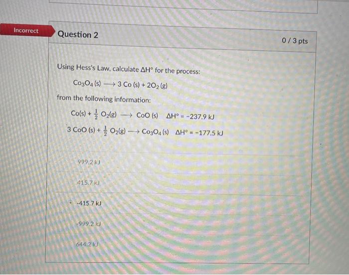 Using Hess's Law, calculate ΔH∘ for the process: | Chegg.com