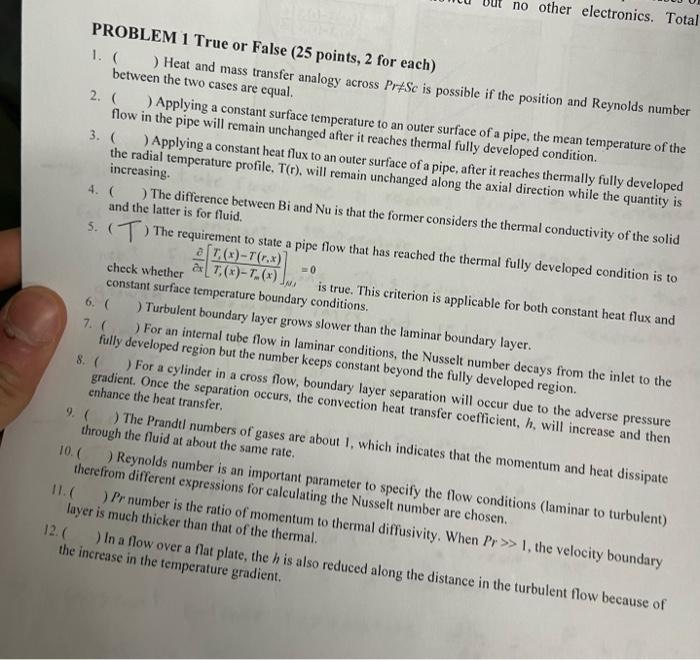Solved PROBLEM 1 True or False (25 points, 2 for each) 1. ( | Chegg.com