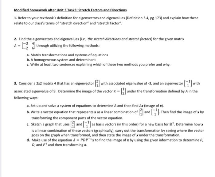 Solved Modified homework after Unit 3 Task3: Stretch Factors | Chegg.com