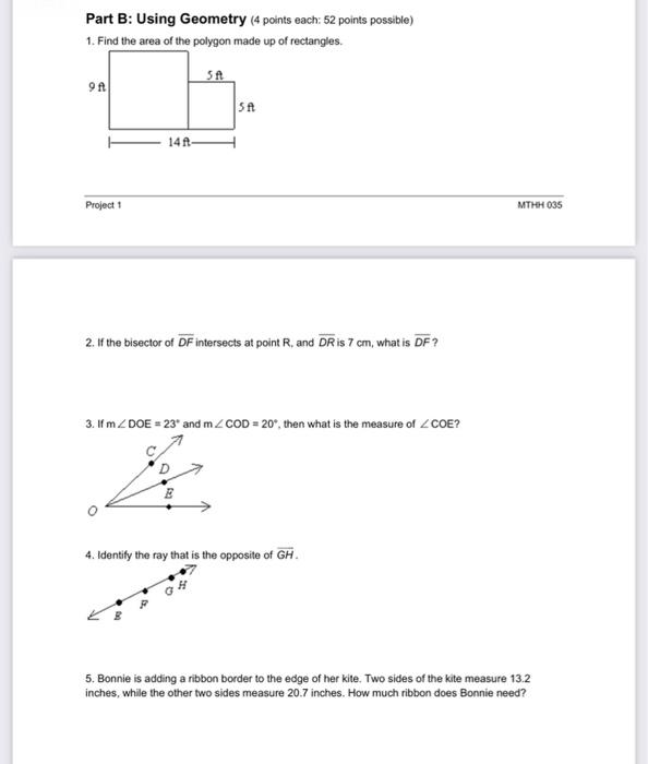 Solved Part B: Using Geometry (4 Points Each: 52 Points | Chegg.com