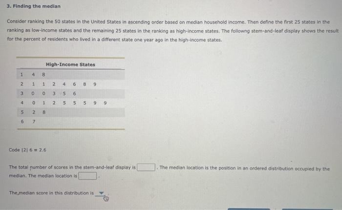 Solved 3. Finding the median Consider ranking the 50 states | Chegg.com