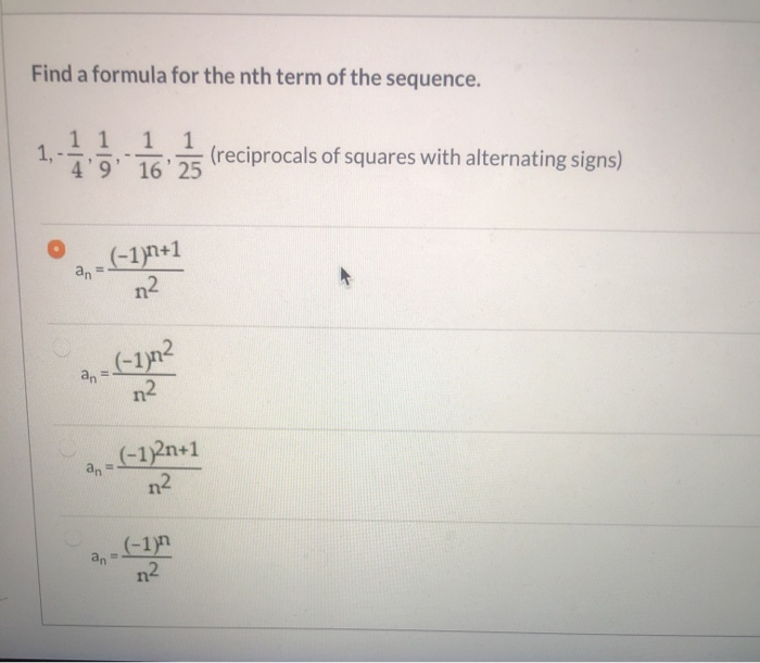 Solved Find a formula for the nth term of the sequence. 1, 1 | Chegg.com