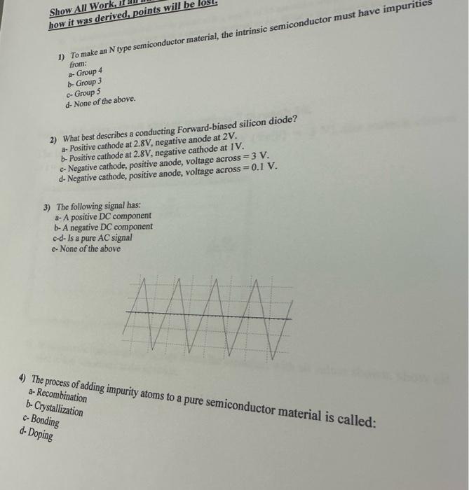 Solved 1 to make an n type semiconductor material the chegg