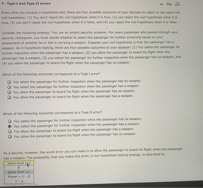Solved 7. Type I and Type II errors Aa Aa E Every time you | Chegg.com