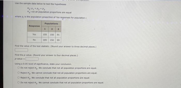 Solved VI Use the sample data below to test the hypotheses | Chegg.com